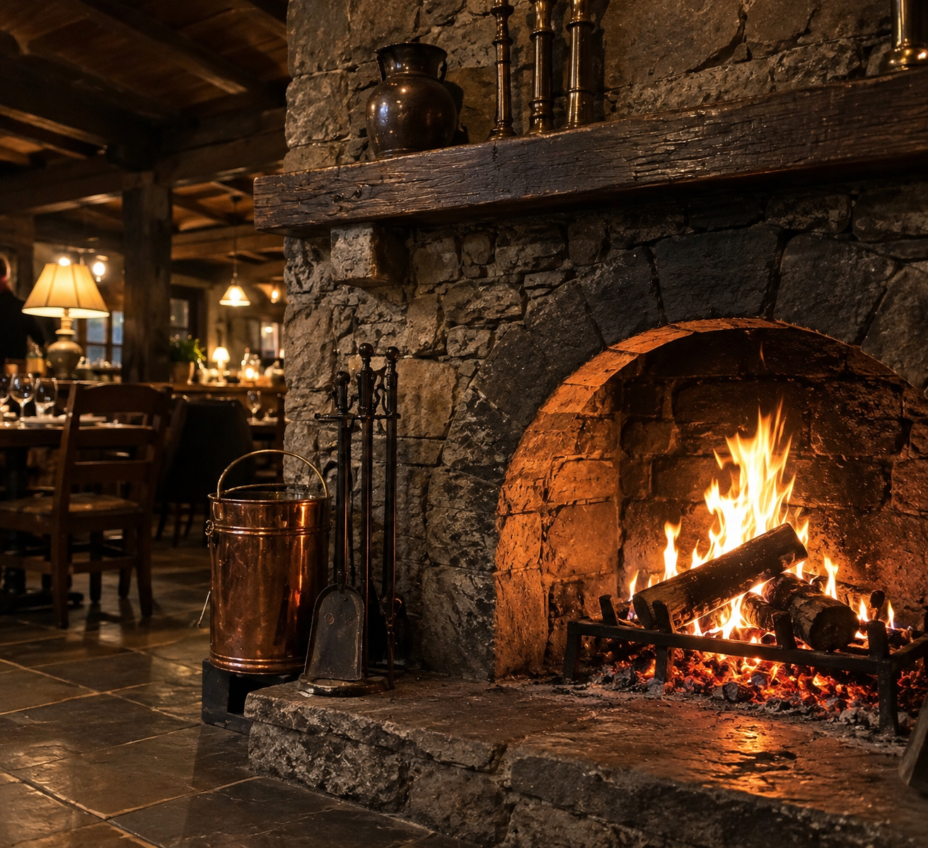 Offenes Feuer im Restaurant Zum Stein